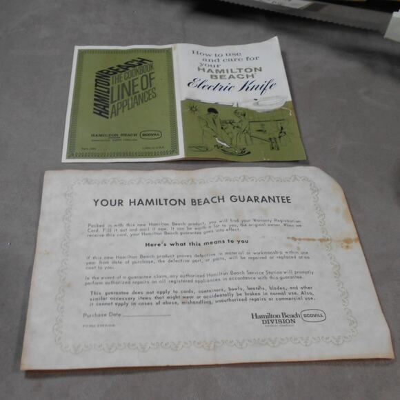 Vintage Hamilton Beach Electric Knife Model 296 Works Avocado Box & Manual - Picture 7 of 12